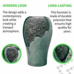 XBRAND 25 in. Tall Turquoise Modern Round Broken Egg Shell Indoor/Outdoor Decor Water Fountain with LED Light -Everbilt Sales Store xbrand freestanding fountains cr2515fttur 1f 1000