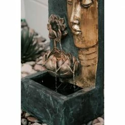 XBRAND 30 in. Tal, Bronze and Natural Grey Cascading Lotus Buddha Face Indoor Outdoor Zen Water Fountain with LED Light 14 XBRAND 30 in. Tal, Bronze and Natural Grey Cascading Lotus Buddha Face Indoor Outdoor Zen Water Fountain with LED Light -Everbilt Sales Store xbrand freestanding fountains cr3012bdftna 66 1000