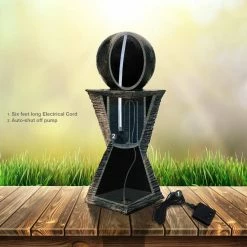 XBRAND 30 in. Tall Modern Curved Swirl Sphere Indoor Outdoor Decor Water Fountain in Black -Everbilt Sales Store xbrand freestanding fountains cr3012ftbk 76 1000