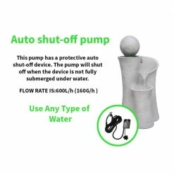 XBRAND 36 in. Tall Natural Grey Cascading Sphere Floor Zen Indoor/Outdoor Decor Water Fountain -Everbilt Sales Store xbrand freestanding fountains cr3617ftna 4f 1000