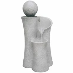 XBRAND 36 in. Tall Natural Grey Cascading Sphere Floor Zen Indoor/Outdoor Decor Water Fountain