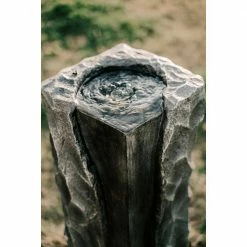 XBRAND 40.5 in. H Gray Fiberglass Outdoor Modern Pillar Stone Textured Underground Water Fountain With Auto Shut Off Pump -Everbilt Sales Store xbrand freestanding fountains fgftxgr03 1d 1000