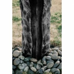 XBRAND 40.5 in. H Gray Fiberglass Outdoor Modern Pillar Stone Textured Underground Water Fountain With Auto Shut Off Pump -Everbilt Sales Store xbrand freestanding fountains fgftxgr03 66 1000