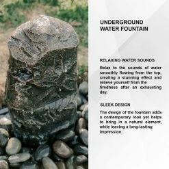 XBRAND 31.75 in. H Gray Fiberglass Outdoor Modern Stone Textured Pillar Underground Water Fountain With Auto Shut Off Pump -Everbilt Sales Store xbrand freestanding fountains fgftxgr27 44 1000
