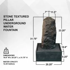 XBRAND 31.75 in. H Gray Fiberglass Outdoor Modern Stone Textured Pillar Underground Water Fountain With Auto Shut Off Pump -Everbilt Sales Store xbrand freestanding fountains fgftxgr27 c3 1000