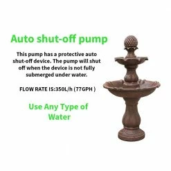 XBRAND 2-Tier Freestanding Waterfall Fountain, Outdoor Garden, Yard, Lawn, Porch Decor, 39 in. Tall, Brown -Everbilt Sales Store xbrand freestanding fountains ft973622 44 1000