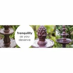 XBRAND 2-Tier Freestanding Waterfall Fountain, Outdoor Garden, Yard, Lawn, Porch Decor, 39 in. Tall, Brown -Everbilt Sales Store xbrand freestanding fountains ft973622 4f 1000