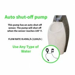 XBRAND 25 in. Tall Grey and White Modern Floor Waterfall Fountain with LED Light Indoor Outdoor Decor -Everbilt Sales Store xbrand freestanding fountains ge2512ftgr 1f 1000