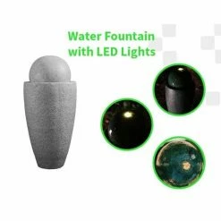 XBRAND 25.6 in. Tall Green Modern Stone Textured Round Indoor/Outdoor Decor Sphere Water Fountain with LED Lights -Everbilt Sales Store xbrand freestanding fountains ge2612ftgn 44 1000