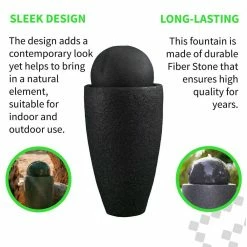 XBRAND 25.6 in. Tall Green Modern Stone Textured Round Indoor/Outdoor Decor Sphere Water Fountain with LED Lights -Everbilt Sales Store xbrand freestanding fountains ge2612ftgn 4f 1000