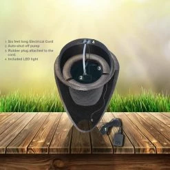 XBRAND 25.6 in. Tall Grey Modern Stone Textured Round Sphere Indoor/Outdoor Decor Water Fountain with LED Lights -Everbilt Sales Store xbrand freestanding fountains ge2612ftgr a0 1000