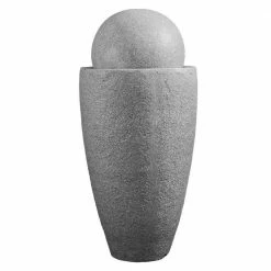 XBRAND 25.6 in. Tall Grey Modern Stone Textured Round Sphere Indoor/Outdoor Decor Water Fountain with LED Lights -Everbilt Sales Store xbrand freestanding fountains ge2612ftgr d4 1000