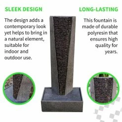XBRAND 40 in. Tall Grey and Black Free Standing Waterfall Fountain with Pedestal Indoor Outdoor Decor -Everbilt Sales Store xbrand freestanding fountains ge3918ftna 4f 1000