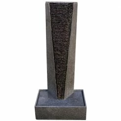 XBRAND 40 in. Tall Grey and Black Free Standing Waterfall Fountain with Pedestal Indoor Outdoor Decor