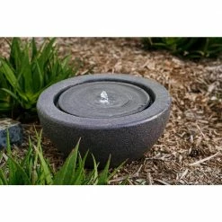 XBRAND Round Sphere Water Fountain w/LED Light, Indoor Outdoor Decor, 10 in. Tall, Grey -Everbilt Sales Store xbrand tabletop fountains ge2010ftbk 31 1000