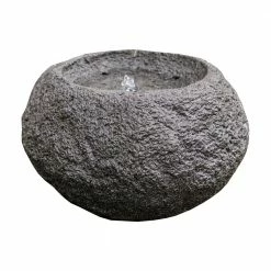 XBRAND 11.6 in. Tall Grey Round Sphere Stone Textured Tabletop Waterfall Fountain